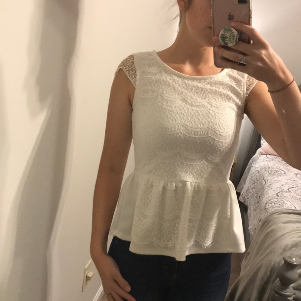 Lace peplum top